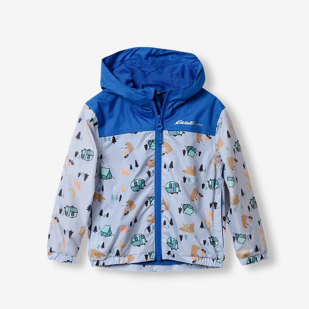 Eddie Bauer Blue and White Kids' Jacket with Adventure Print Size 5